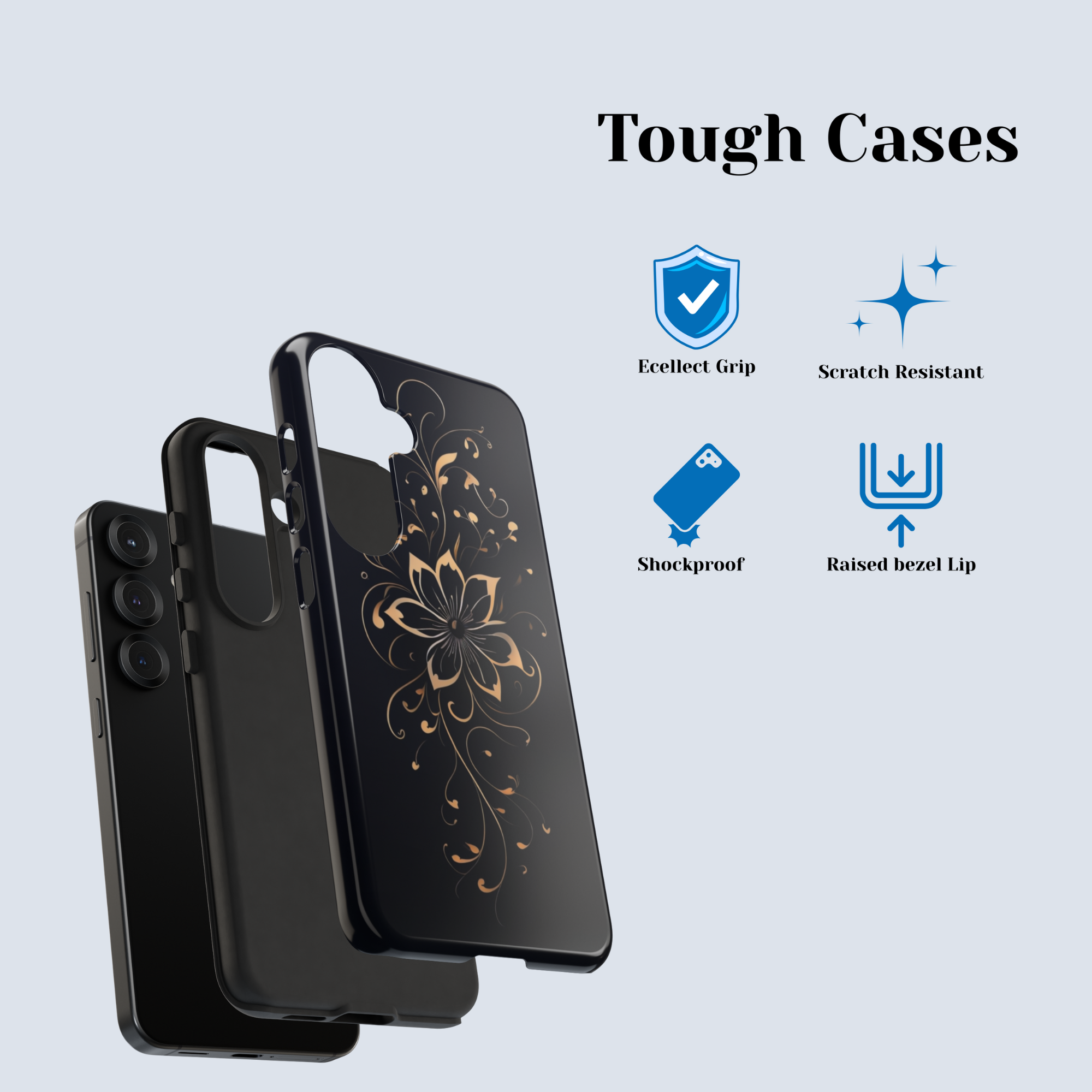 Black & Gold Floral Phone Case